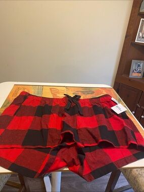 Old Navy Red and Black Plaid Lounge Shorts